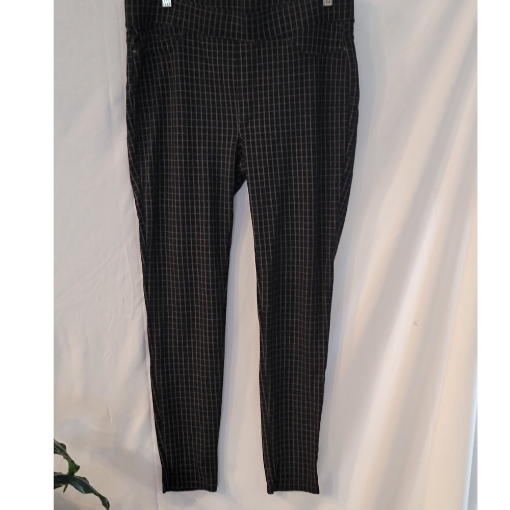 Seven7 Women Black White Windowpane Plaid Pull On Leggings Pants Size Large